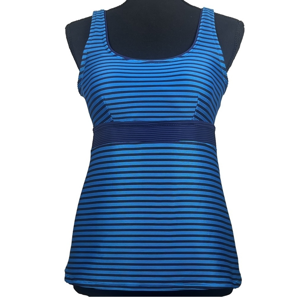 Lands' End Blue Striped Tankini Swimsuit Top Size 8